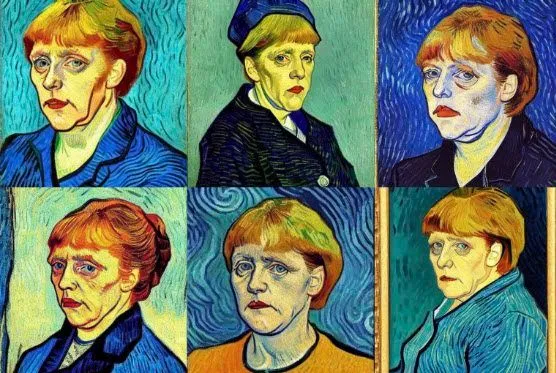 Angela Merkel als Van-Gogh Gemälde