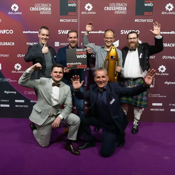 Intersim am Best of Swiss Web 2022 mit Gold-Boje