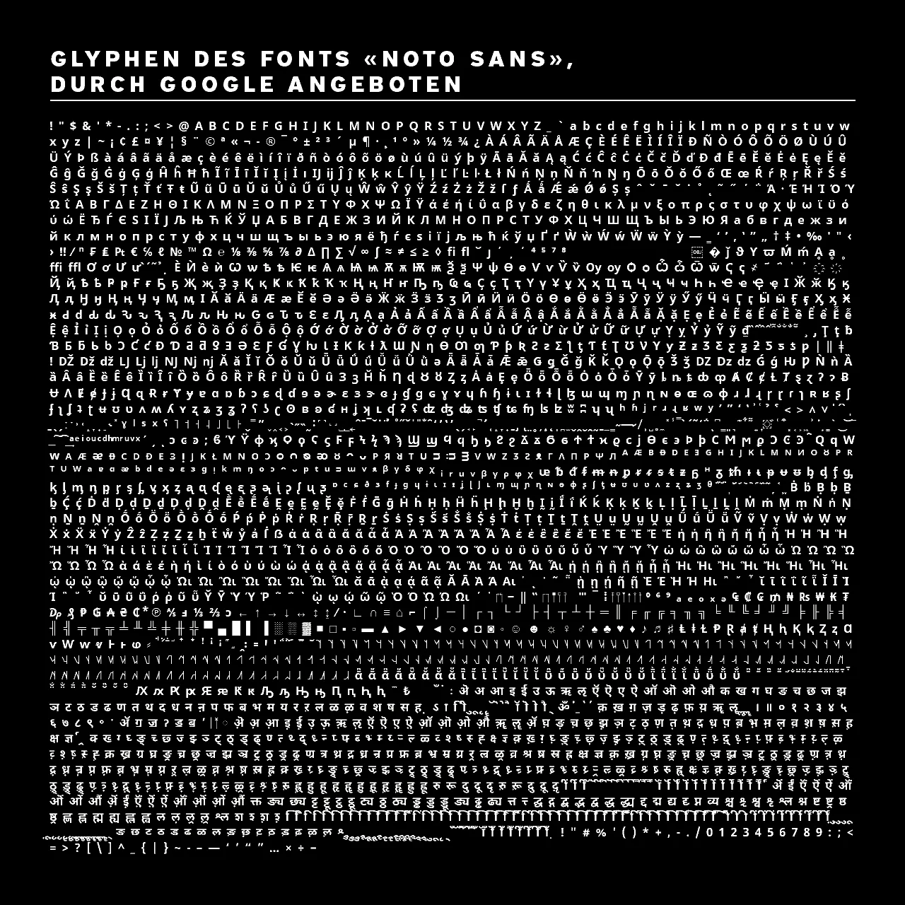Glyphen eines gut aufgebauten Fonts