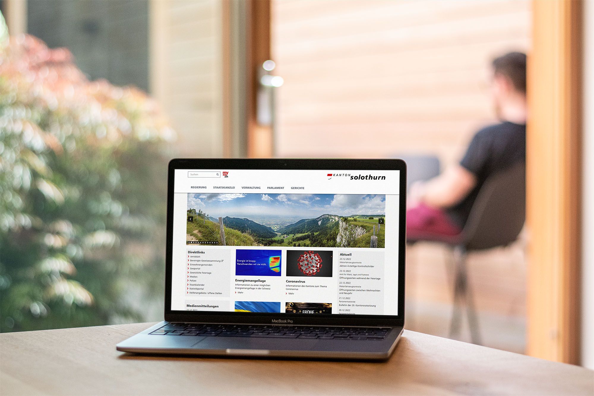 Mockup der Webseite vom Kanton Solothurn