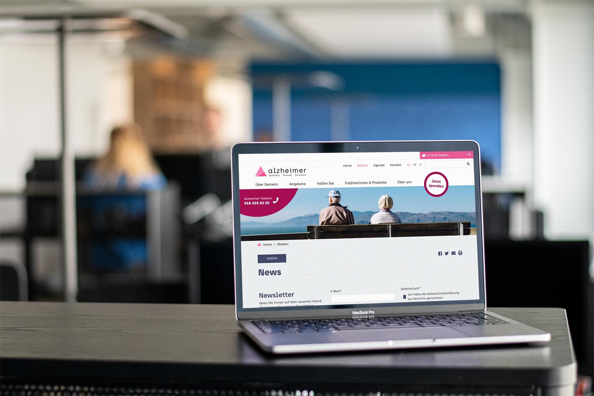 Mockup der Webseite von Alzheimer Schweiz