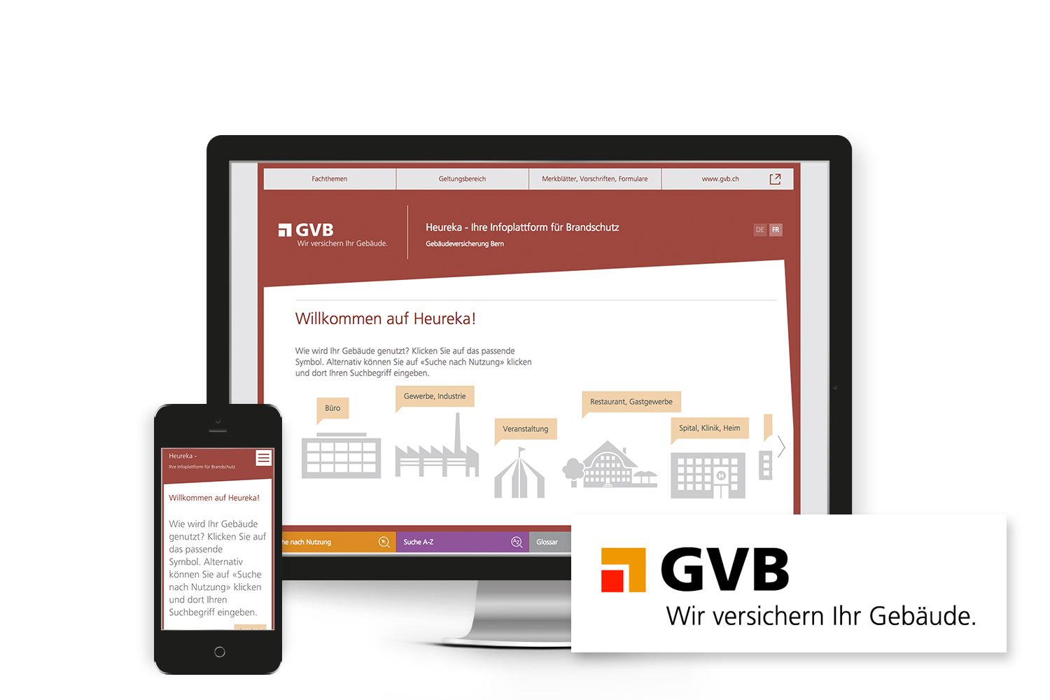 Mockup der Infoplattform der GVB