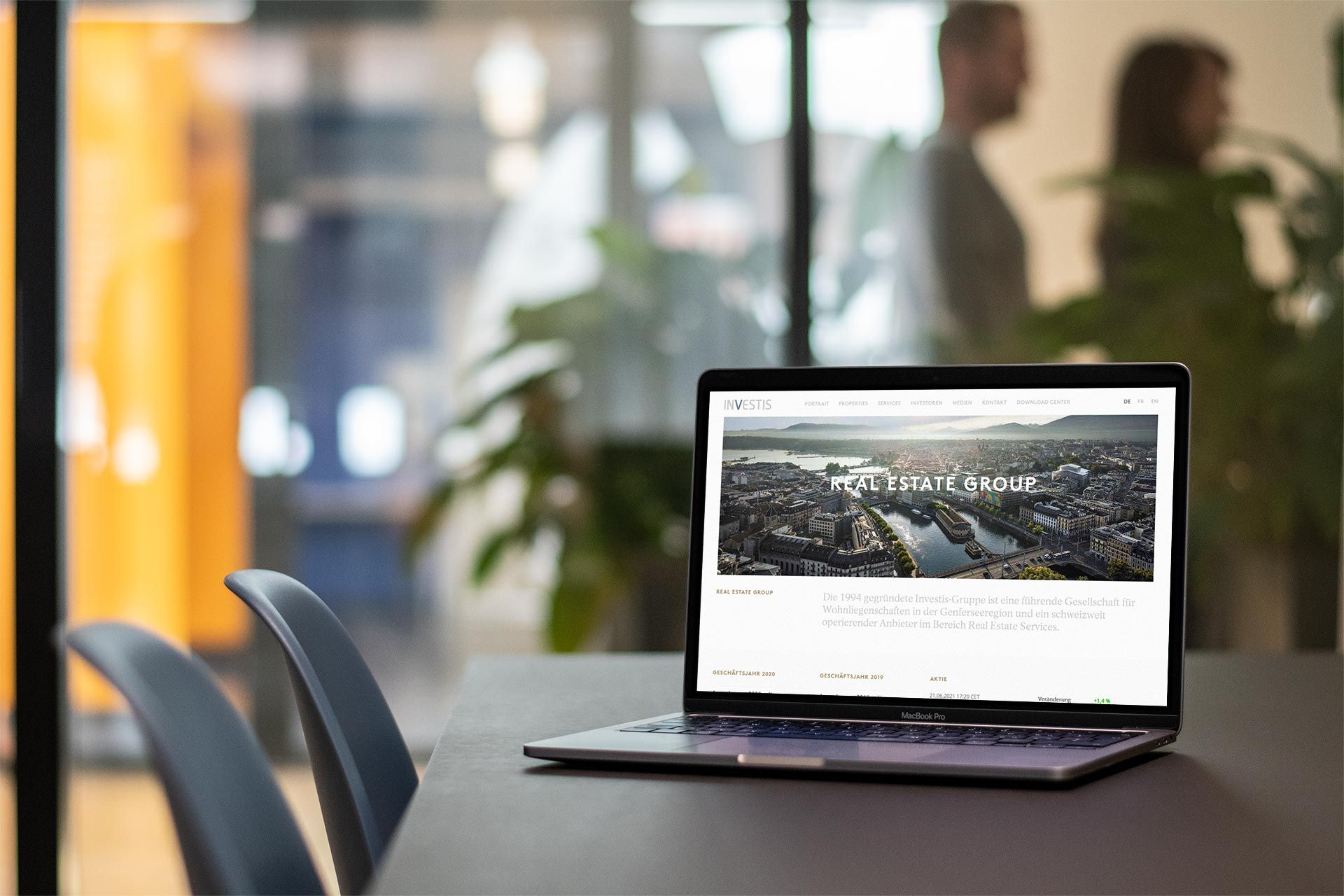 Mockup der Corporate Site der Investis Group