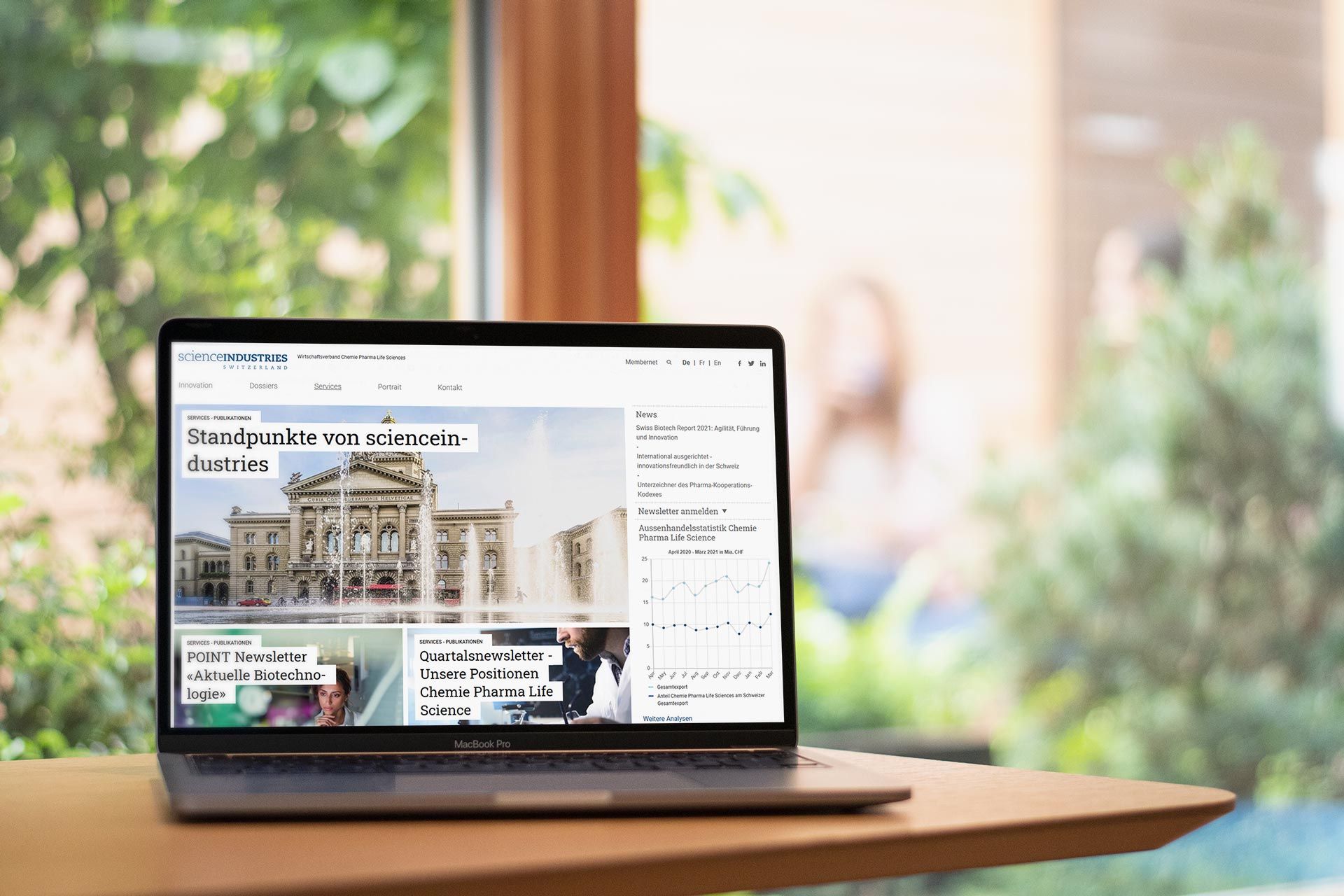 Mockup der Scienceindustries Webseite