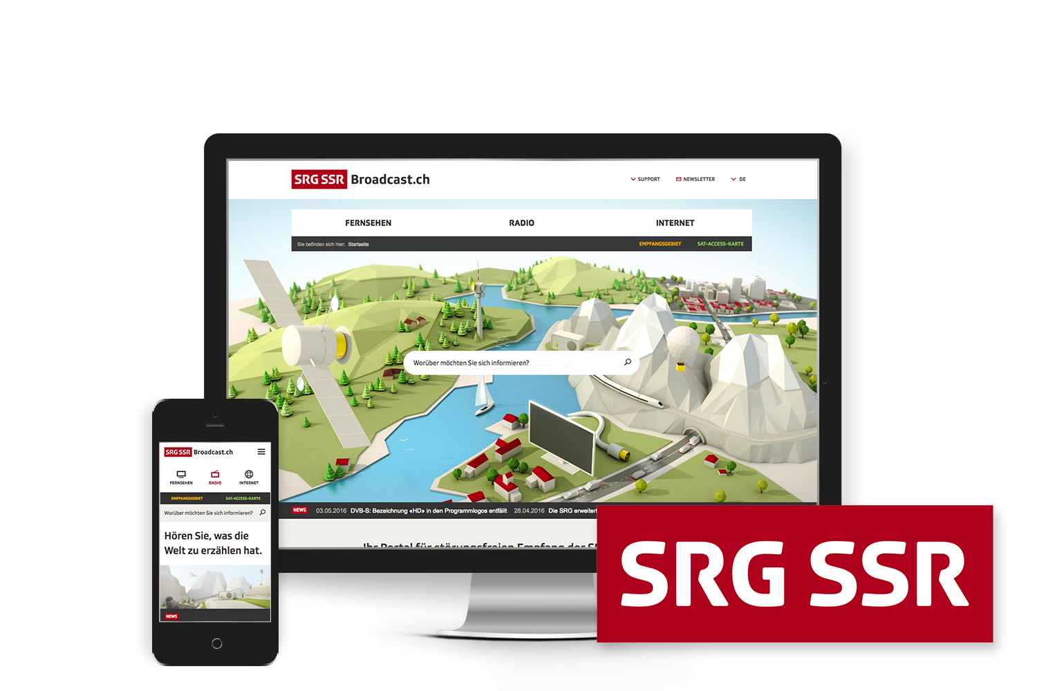 Mockup der SRG broadcast.ch Seite