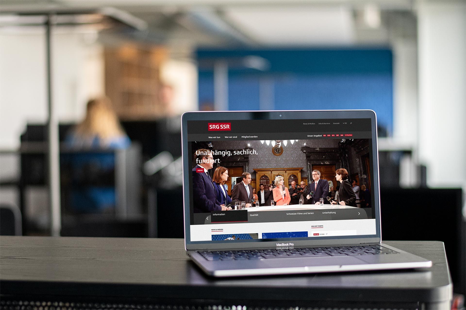 Mockup von der Corporate Site der SRG SSR