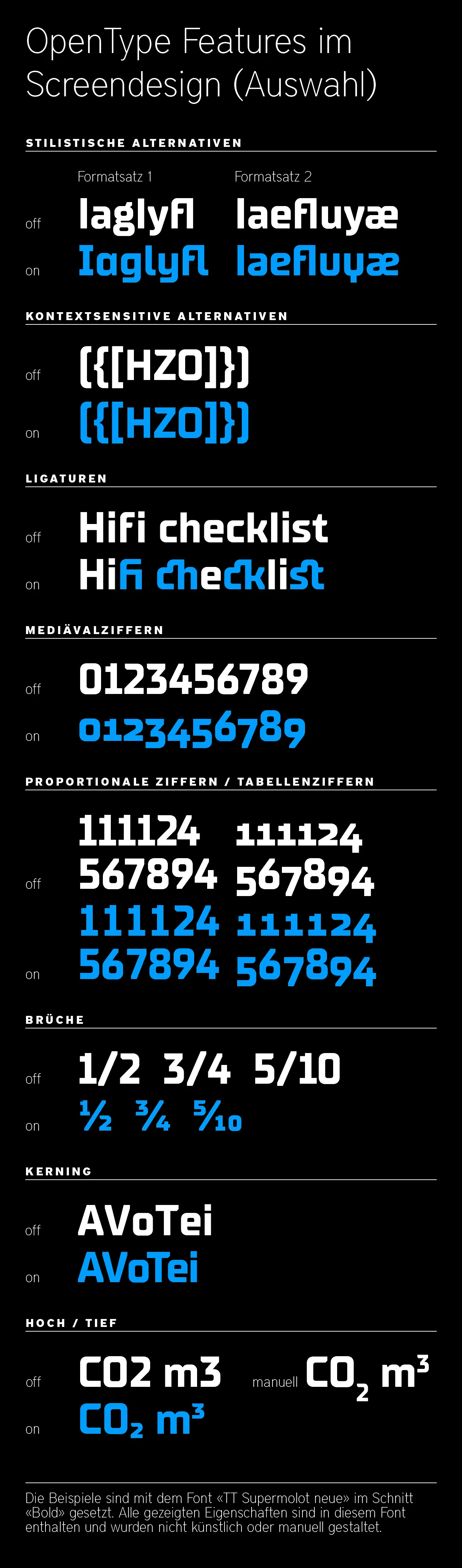 Auswahl an OpenType Features