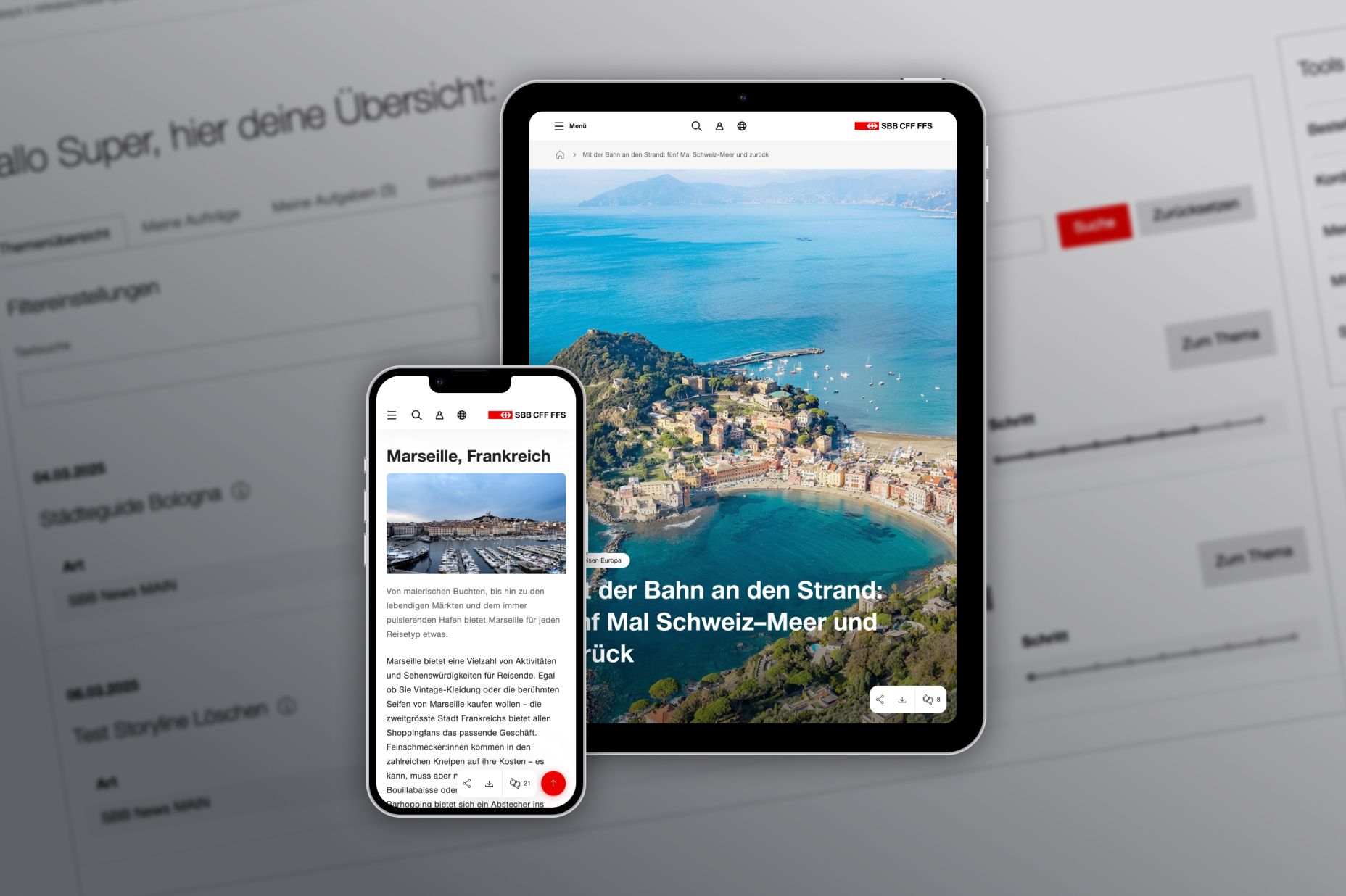 Mockup der SBB RedaNews