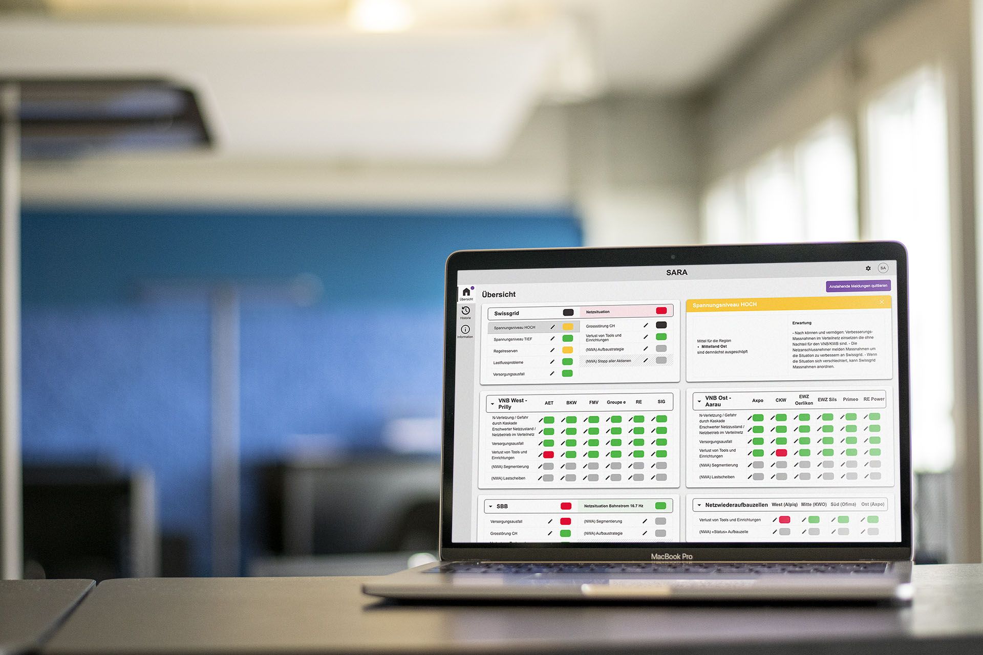 Mockup von SARA der Swissgrid